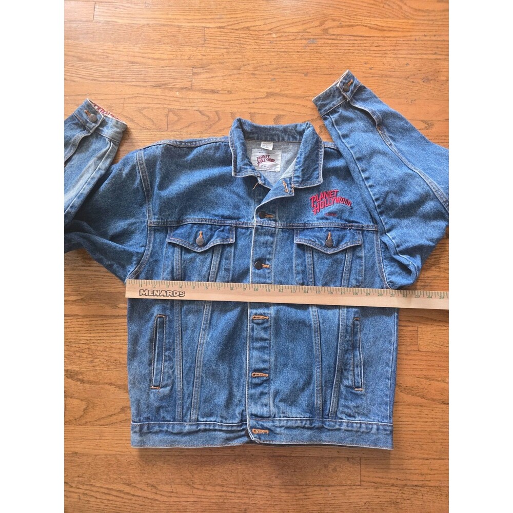 Vtg Planet Hollywood Embroidered Denim Trucker Jacket Size Large *Read* - Picture 6 of 9